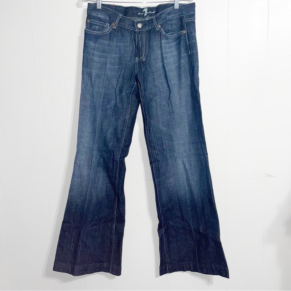 7 For All Mankind 7FAM Dojo Jeans Wide Flare Leg Swarovski Dark Wash Size 32 Y2K